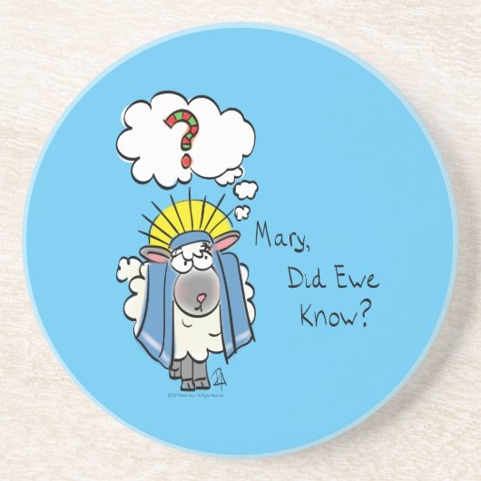 クリスチャンおもしろいクリスマスかわいい羊の漫画 コースター (正面)