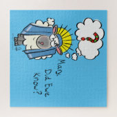 クリスチャンおもしろいクリスマスかわいい羊の漫画 ジグソーパズル (横)