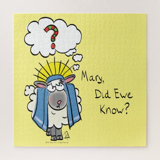 クリスチャンおもしろいクリスマスかわいい羊の漫画 ジグソーパズル (縦)