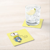 クリスチャンおもしろいクリスマスかわいい羊の漫画 スクエアペーパーコースター (インサイチュ)