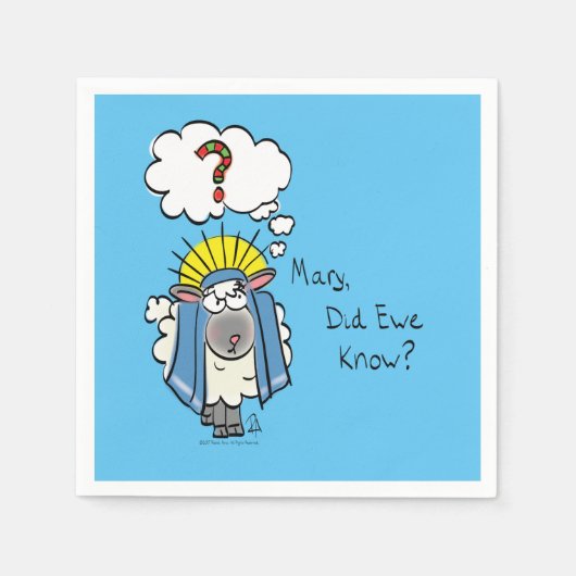 クリスチャンおもしろいクリスマスかわいい羊の漫画 スタンダードカクテルナプキン (正面)