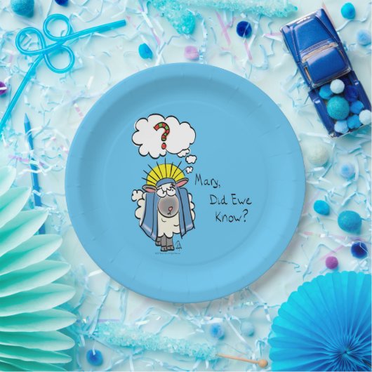 クリスチャンおもしろいクリスマスかわいい羊の漫画 ペーパープレート (パーティー)