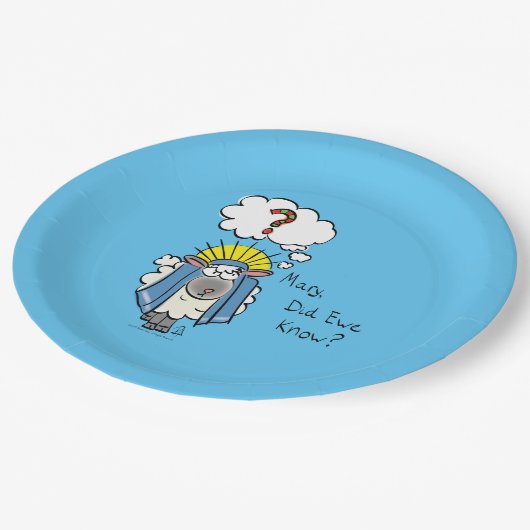 クリスチャンおもしろいクリスマスかわいい羊の漫画 ペーパープレート (アングル)