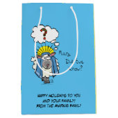 クリスチャンおもしろいクリスマスかわいい羊の漫画 ミディアムペーパーバッグ (正面)