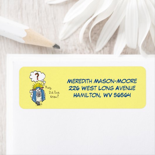 クリスチャンおもしろいクリスマスかわいい羊の漫画 ラベル (インサイチュ)