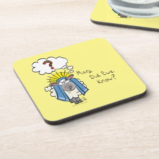 クリスチャンおもしろいクリスマスかわいい羊 コースター (左側)