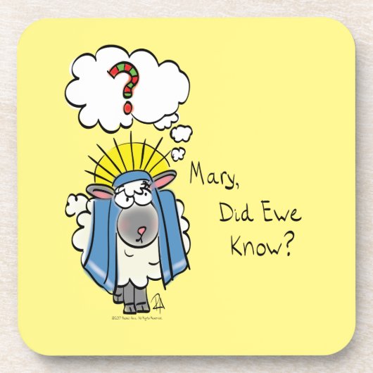 クリスチャンおもしろいクリスマスかわいい羊 コースター (正面)