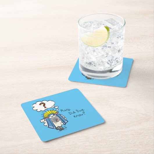 クリスチャンおもしろいクリスマスかわいい羊 スクエアペーパーコースター (インサイチュ)