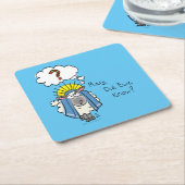 クリスチャンおもしろいクリスマスかわいい羊 スクエアペーパーコースター (アングル)