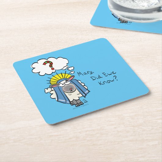 クリスチャンおもしろいクリスマスかわいい羊 スクエアペーパーコースター (アングル)