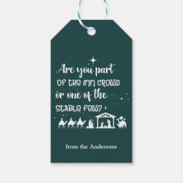 クリスチャンおもしろいクリスマス出生グリーン ギフトタグ