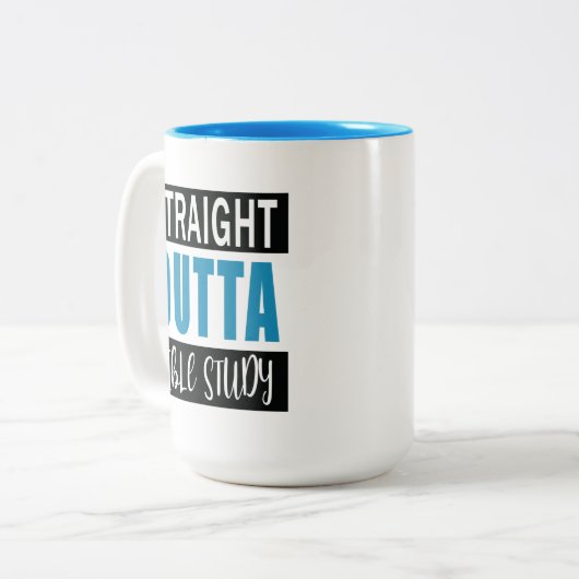 クリスチャンおもしろいバイブル勉強引用文ブルー ツートーンマグカップ (正面左)