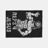 クリスチャンおもしろいレップ4イエスおもしろいトレーニングボディブイ フリースブランケット (正面(横))