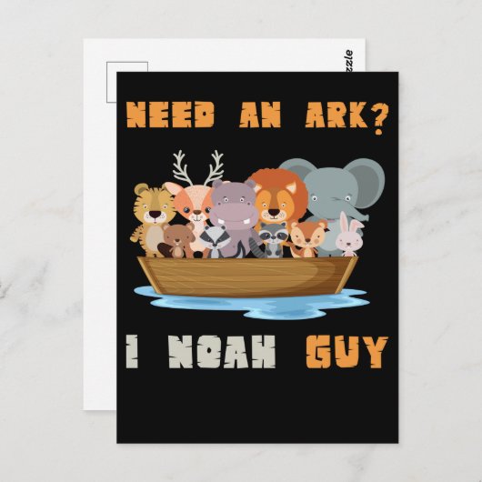 クリスチャンかわいい動物ノアアーク宗教プン ポストカード (正面/裏面)