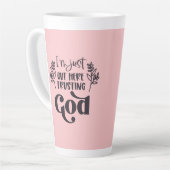 クリスチャンことわざl信頼する神lコーヒー カフェラテマグ (左アングル)