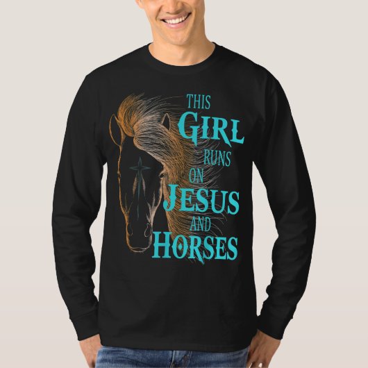 クリスチャンこ走の女の子イエス&ウマの騎士 Tシャツ (正面)