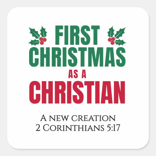 クリスチャンとして初めてのクリスマス 新しい信者 スクエアシール (正面)