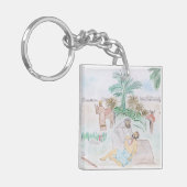 クリスチャンのアートワーク良いサマリア人 キーホルダー (正面左)