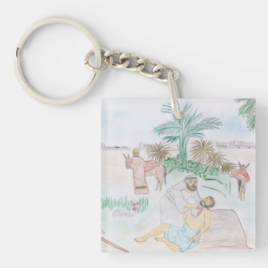 クリスチャンのアートワーク良いサマリア人 キーホルダー (正面)