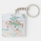 クリスチャンのアートワーク良いサマリア人 キーホルダー (裏面)