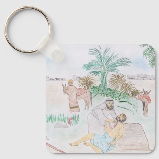 クリスチャンのアートワーク良いサマリア人 キーホルダー (正面)