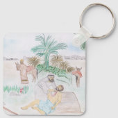 クリスチャンのアートワーク良いサマリア人 キーホルダー (裏面)