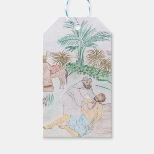 クリスチャンのアートワーク良いサマリア人 ギフトタグ (正面)