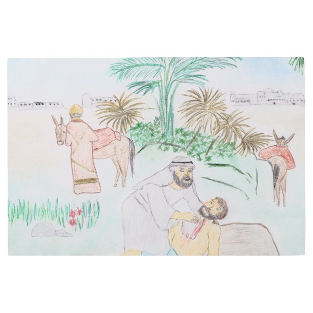 クリスチャンのアートワーク良いサマリア人 メタルプリント (正面)