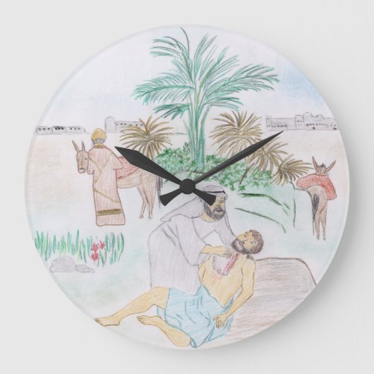 クリスチャンのアートワーク良いサマリア人 ラージ壁時計 (正面)