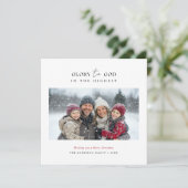 クリスチャンのクリスマスの栄光を神写真レッドにスクリプト シーズンカード (スタンド正面)