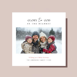 クリスチャンのクリスマスの栄光を神写真レッドにスクリプト シーズンカード