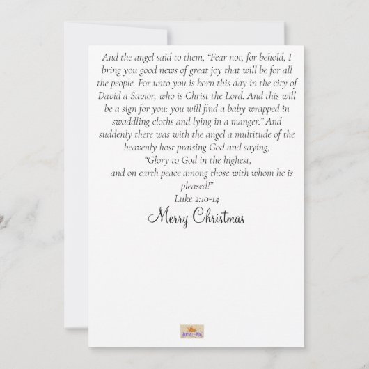 クリスチャンのクリスマスカードと星と聖なる書物、 経典 案内状 (裏面)