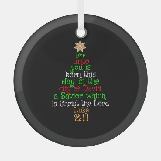 クリスチャンのクリスマスツリーシャツ ガラスオーナメント (正面)
