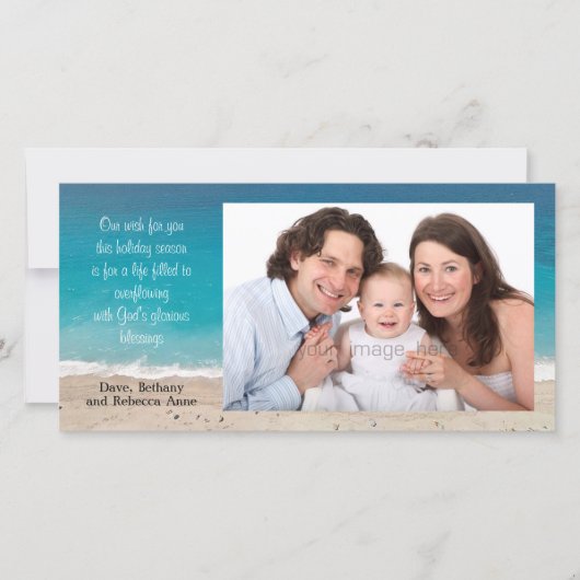 クリスチャンのクリスマスフォト海とビーチ シーズンカード (正面)