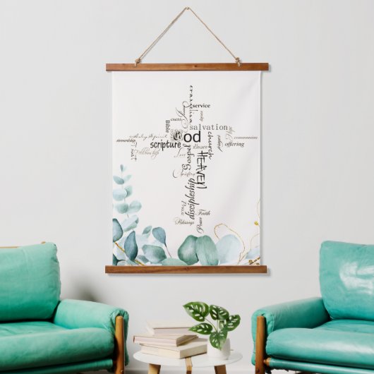 クリスチャンのクロスワードは緑を集める 吊り下げ型タペストリー (リビング)