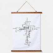 クリスチャンのクロスワードコラージュ 吊り下げ型タペストリー (正面)