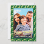 クリスチャンのクロス写真エレガントスクリプトクリスマス シーズンカード (正面)