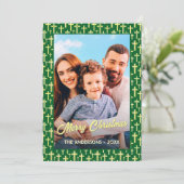 クリスチャンのクロス写真エレガントスクリプトクリスマス シーズンカード (スタンド正面)