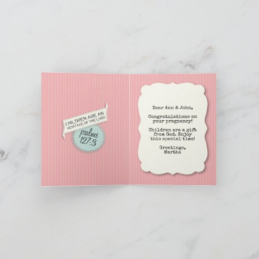 クリスチャンのグリーティングカードおめでとう妊娠 カード (内部)