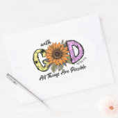 クリスチャンのシールを持つ人々は、神と共に全てのものがある 楕円形シール (封筒)