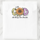 クリスチャンのシールを持つ人々は、神と共に全てのものがある 楕円形シール (バッグ)