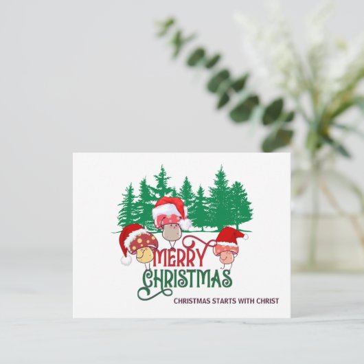 クリスチャンのメリークリスマスキノコ シーズンポストカード (スタンド正面)