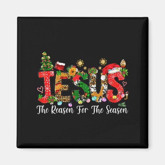 クリスチャンの信仰 クリスマスの理由はイエス マグネット (正面)