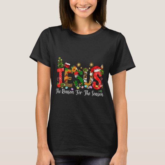 クリスチャンの信仰 クリスマスの理由はイエス Tシャツ (正面)