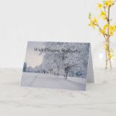 クリスチャンの冬の雪の木の霜の慰め カード (黄色い花)