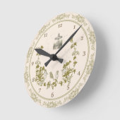 クリスチャンの壁時計と鳥、花、十字架 ラウンド壁時計 (傾斜)
