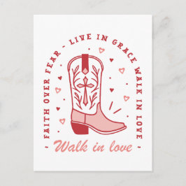 クリスチャンの女の子の引用文は愛のピンクの美学で歩く ポストカード