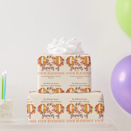 クリスチャンの感謝祭信仰聖書の引用 ラッピングペーパー (パーティーギフト)