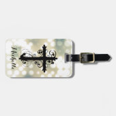 クリスチャンの渦巻きパーソナライズされた十字架 ラゲッジタグ (正面横)