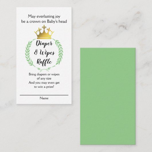 クリスチャンの王冠おむつラッフル エンクロージャーカード (正面/裏面)
